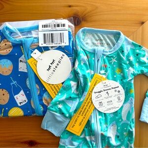 Signature Lunaluxe™ Bamboo Zippy Set — Shark Soiree and Cookies & Milk